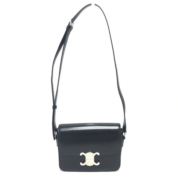 CELINE Triomphe Classic Bag Shoulder Bag Leather SVHardware Black/SilverHardware - Picture 1 of 13